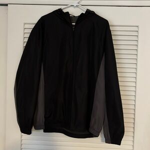 EUC Men’s Large Avia Black/Grey Hooded Windbreaker/ Rain Jacket